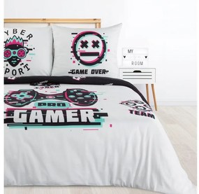 Gamer gyermek pamut ágyneműhuzat Fehér 160x200 cm - 70x80 cm 2db