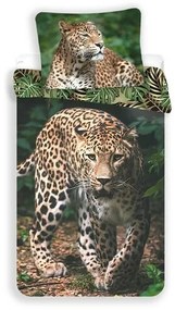 Leopard green gyermek pamut ágynemű, 140 x 200 cm, 70 x 90 cm