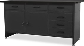Műhelyasztal fiókokkal, fekete, 1700x850x600 mm: HENRY All Black