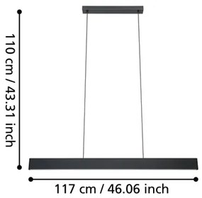 Eglo 31433 - LED RGBW Dimmelhető csillár zsinóron ANDREAS-Z LED/38W/230V fekete