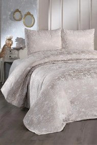 Slayka jacquard kétszemélyes ágytakaró szett, cappuccino