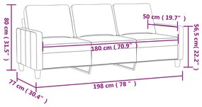 vidaXL 3 személyes kék bársony kanapé 180 cm