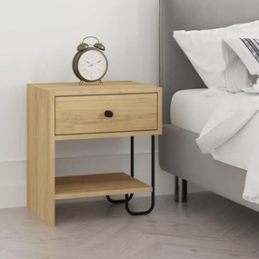 Natúr színű éjjeliszekrény tölgyfa dekorral Saturne – Marckeric