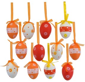 Kézzel festett tojások masnival, tasakban, 12 db,magasság 6 cm