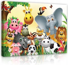 Vászonkép falikép sárga zöld dzsungel állatok 100 x 75