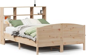 vidaXL tömör fenyőfa könyvespolcos ágy matrac nélkül 150 x 200 cm