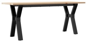 tömör fenyőfa és öntöttvas dohányzóasztal Y-vázzal 110x40x45 cm