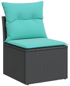 8 részes fekete polyrattan kerti ülőgarnitúra párnával