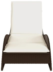 barna polyrattan napozóágy párnával 60x205x73 cm