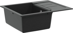 vidaXL Mosogató Fekete 620 x 500 mm 80% Kvarc és 20% Gyanta