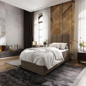 Kárpitozott boxspring ágy MERALIS 100x200 cm barna Matrac: Bonell rugós matrac