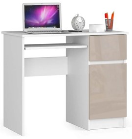 Íróasztal - Akord Furniture - 90 cm - fehér / magasfényű bézs