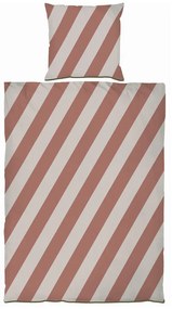 Téglavörös-bézs egyszemélyes pamut-szatén ágyneműhuzat 140x200 cm Diagonal – Mette Ditmer Denmark