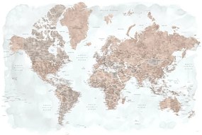 Művészeti nyomat Blursbyai - Neutral world map, (60 x 40 cm)