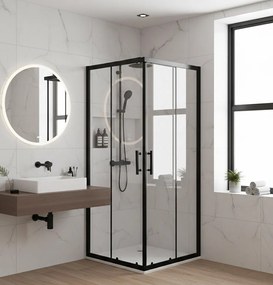 Viva AQUA Max Zuhanykabin SZÖGLETES FEKETE Profil - 6 mm víztiszta üveg - 80 x 80 x 190 cm