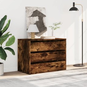 füstös tölgy színű szerelt fa fiókos sarokszekrény 80x41x58 cm