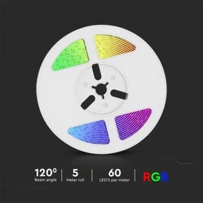 LED RGB Dimmelhető napelemes szalag LED/1,2W/3,7V IP67 5m