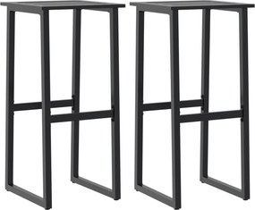 vidaXL 2 db fekete porszórt acél bárszék 38 x 38 x 80 cm