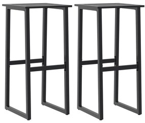 vidaXL 2 db fekete porszórt acél bárszék 38 x 38 x 80 cm