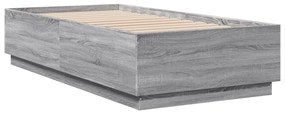szürke sonoma színű szerelt fa ágykeret LED-del 75x190 cm