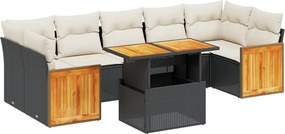 vidaXL 8 részes fekete polyrattan kerti ülőgarnitúra párnákkal