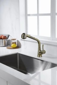 Konyhai Csaptelep Kihúzható Kifolyócső Retro Sárgaréz