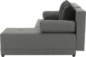 Sarokülőgarnitúra, J allású, ágyfunkcióval, szövet szürke/ párnák fekete, MEXX