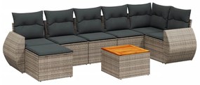 8 részes szürke polyrattan kerti ülőgarnitúra párnákkal