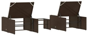 2 db barna polyrattan napozóágy asztallal