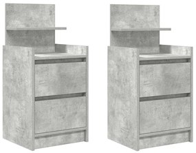 2 db betonszürke éjjeliszekrények 2 fiókkal 38x34x80 cm