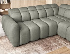 Szürkészöld buklé kinyitható-tárolóhelyes sarokkanapé (jobb oldali-L alakú) Falconn – ELTAP