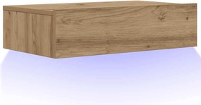 vidaXL kézműves tölgy színű TV-szekrény LED-lámpákkal 60x35x15,5 cm