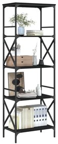 5 szintes fekete szerelt fa könyvespolc 59 x 35 x 132 cm