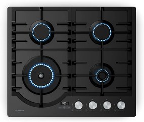 Klarstein Ignito gázfőzőlap, 8 kW, öntöttvas tartókkal, időzítő, hőmérsékletszabályozás