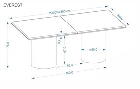 Everest bővíthető étkezőasztal 200-300cm natúr tölgy