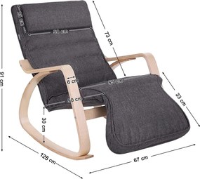 Hintaszék 5 irányban állítható lábtartóval, maximális terhelés 150 kg