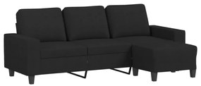 vidaXL 3 személyes fekete szövet kanapé lábtartóval 180 cm