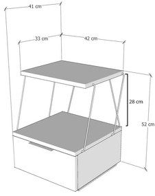 Éjjeliszekrény Tekoba - Sárga