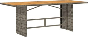 vidaXL szürke polyrattan kerti asztal akácfa lappal 190 x 80 x 75 cm