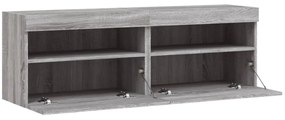2 db szürke sonoma fali TV-szekrény LED-ekkel 60x30x40 cm