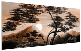 Fák, hegyek és a nap (120x50 cm)