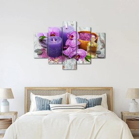 Orchideák és gyertyák képe (150x105 cm)