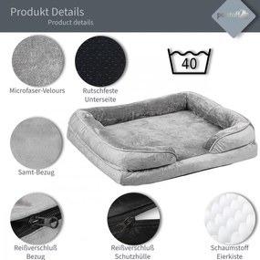 PETSTUFF® Kutyafekhely L világos szürke 106 x 80 x 18 cm