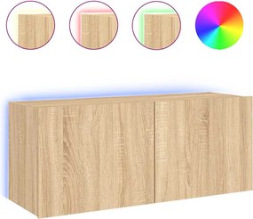 vidaXL sonoma tölgy színű fali TV-szekrény LED-ekkel 100 x 35 x 41 cm