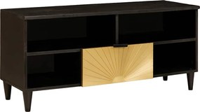 vidaXL TV szekrény fiókkal Fekete és Arany 100 x 33 x 46 cm Faanyag