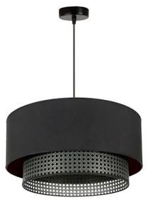 Duolla - Csillár zsinóron BOHO RATTAN 1xE27/15W/230V átm. 45 cm fekete