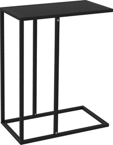 HOMCOM C-alakú Éjjeliszekrény, Kávésasztal Acél Vázszerkezettel, Laptop Asztal, Nappali Asztal Hálószobába, Irodába, Fekete, 46 x 26 x 60 cm | Aosom