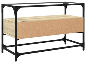 sonoma tölgy szerelt fa TV-szekrény üveglappal 80 x 35 x 51 cm