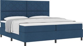 vidaXL Boxrugós ágy matracmal fejtámlával Kék 200 x 200 cm szövet