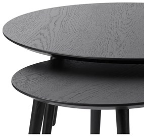 Fekete kerek dohányzóasztal szett 2 db-os ø 88 cm Adda – Unique Furniture